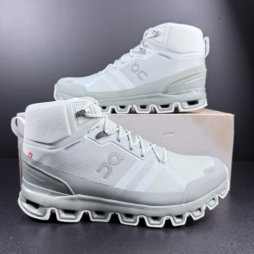 On Cloudrock Waterproof Women Mineral Kelp Hiking Boots Size 9.5 Gray 23.99046